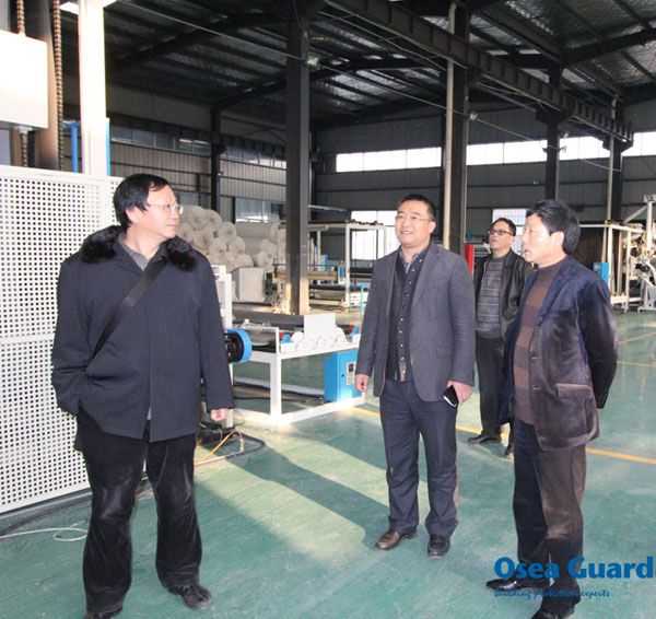 江苏省防水协会领导参观考察欧西洪泽生产基地