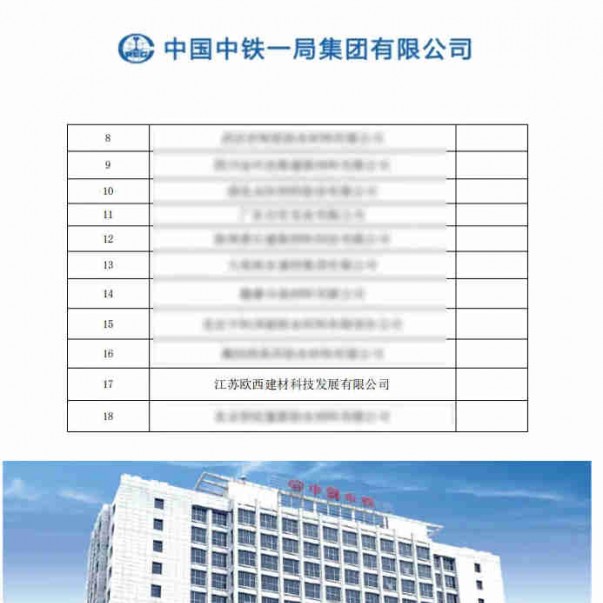 欧西盾防水中标中铁一局2025-2026 年度土工、防水材料框架协